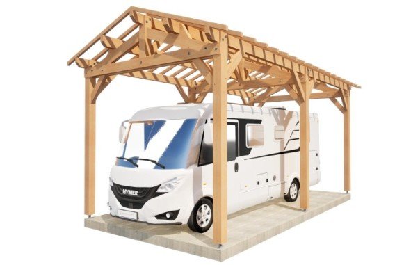 Abris camping-car – Charpente 2 pans