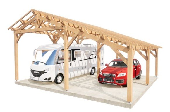Abris camping-car + voiture – Charpente 2 pans